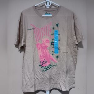 Bowie Women's (Size L) Tan/Pink David Bowie Licensed Band Tee (NWT)